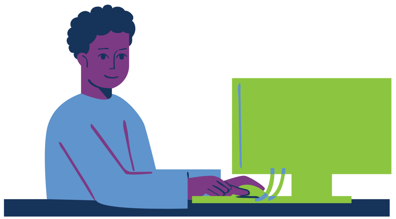 Illustration of a male on a computer