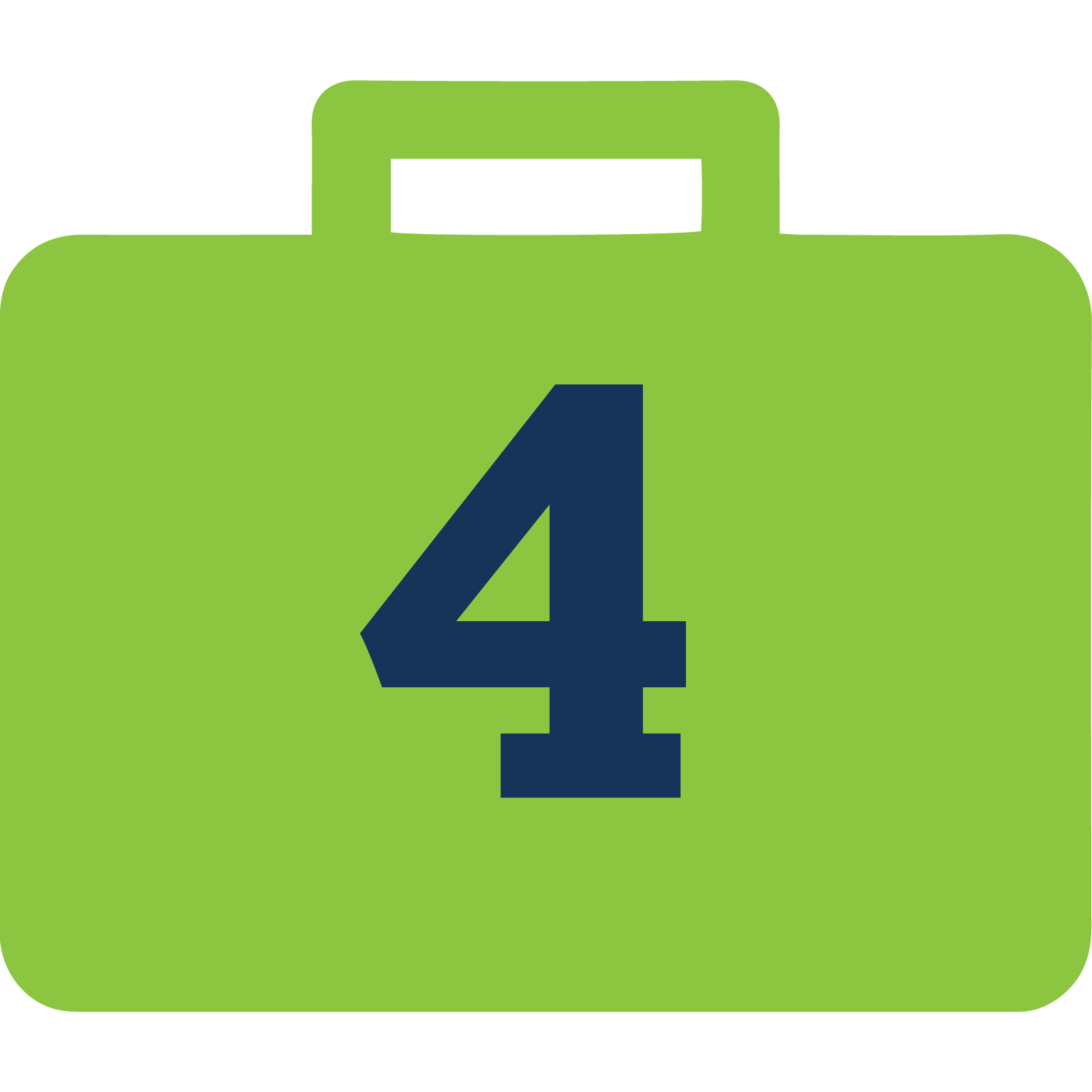 Green briefcase illustration with number four