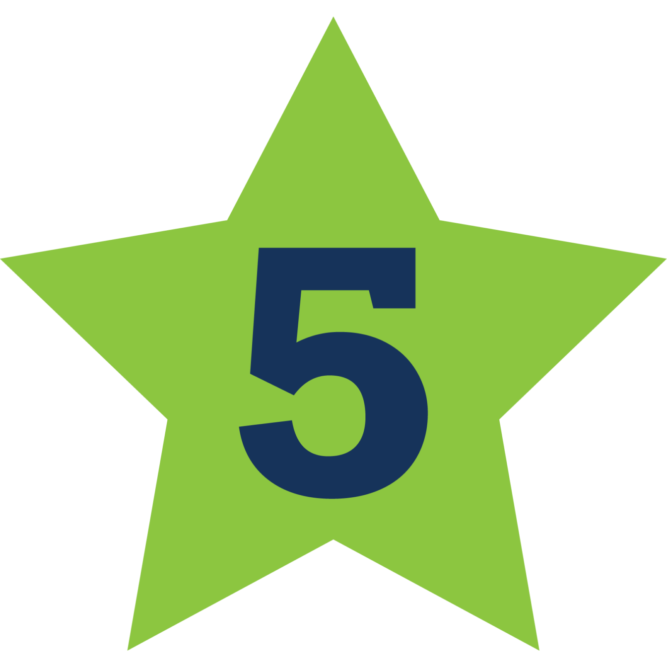 Five written on green star